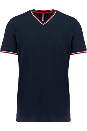 T-Shirt aus Piqué-Trikot mit V-Ausschnitt für Herren