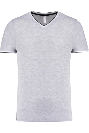 T-Shirt aus Piqué-Trikot mit V-Ausschnitt für Herren