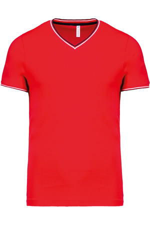 T-Shirt aus Piqué-Trikot mit V-Ausschnitt für Herren