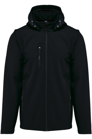 3-lagige Unisex-Softshell-Jacke mit Kapuze und abnehmbaren Ärmel