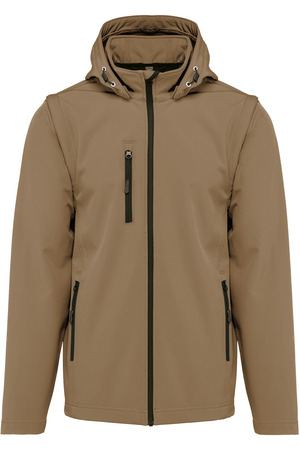 3-lagige Unisex-Softshell-Jacke mit Kapuze und abnehmbaren Ärmel