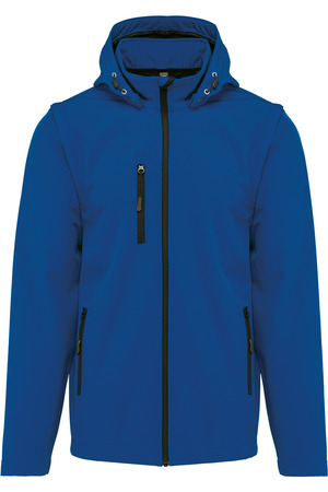 3-lagige Unisex-Softshell-Jacke mit Kapuze und abnehmbaren Ärmel