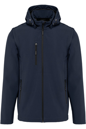 3-lagige Unisex-Softshell-Jacke mit Kapuze und abnehmbaren Ärmel