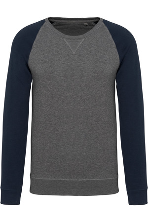 Zweifarbiges Herren-Sweatshirt BIO mit Rundhalsausschnitt und Ra