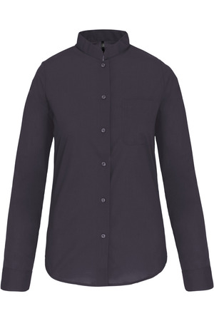 DAMEN HEMDBLUSE MAO-KRAGEN LANGARM