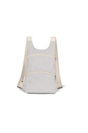 Recycelter Rucksack mit Anti-Diebstahlschutz-Tasche auf der Rück