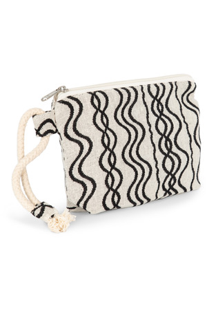 Recycelte kleine Tasche mit Reißverschluss – Wellenmuster