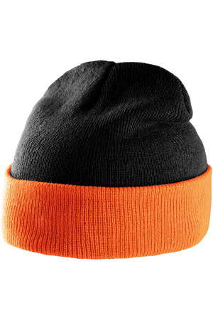 Zweifarbige Mütze mit Umschlag