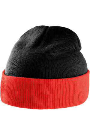 Zweifarbige Mütze mit Umschlag
