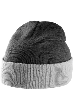 Zweifarbige Mütze mit Umschlag