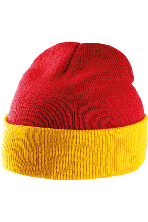 Zweifarbige Mütze mit Umschlag