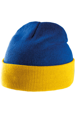 Zweifarbige Mütze mit Umschlag