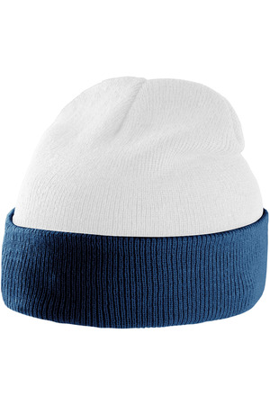 Zweifarbige Mütze mit Umschlag