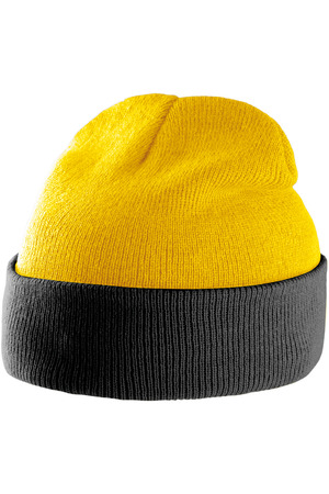 Zweifarbige Mütze mit Umschlag