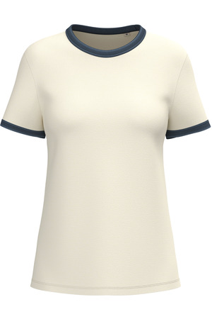 Umweltfreundliches Ringer-T-Shirt mit kontrastierenden Kanten, verwaschener Effekt, Damen