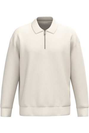 Umweltfreundliches Unisex-Sweatshirt mit Reißverschluss, Polokragen und überschnittenen Schultern