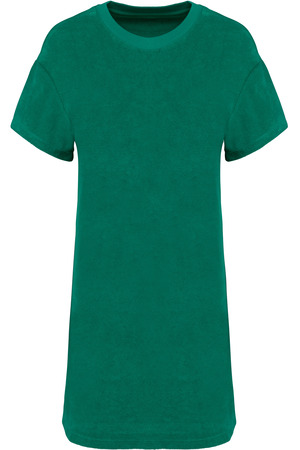 Umweltfreundliches Damen-T-Shirt-Kleid aus Frottee mit überschnittener Schulterpartie