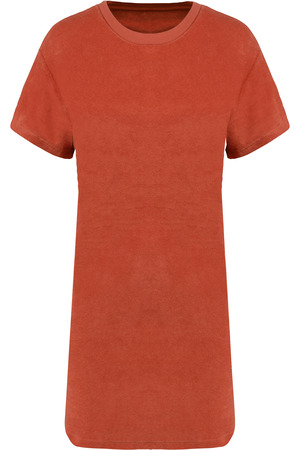 Umweltfreundliches Damen-T-Shirt-Kleid aus Frottee mit überschnittener Schulterpartie