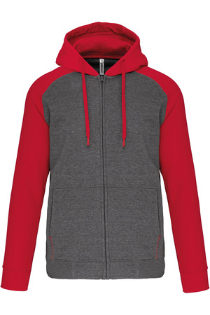 Zweifarbige Unisex-Fleecejacke mit Reißverschluss und Kapuze
