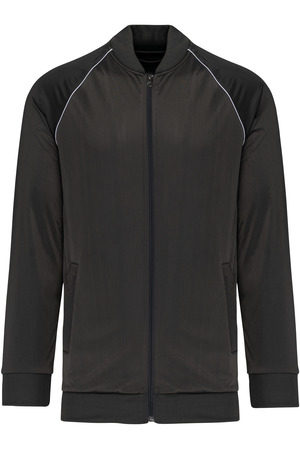 Unisex-Trainingsjacke mit Reißverschluss und Paspel