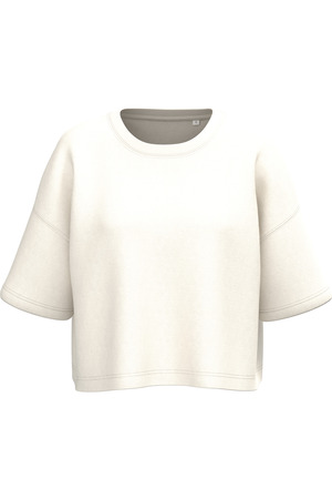 Damen Cropped-Sweatshirt mit kurzen Ärmeln und Rundhalsausschnitt