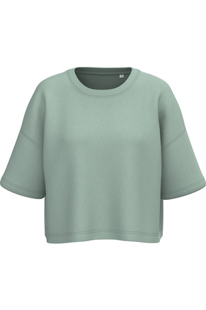 Damen Cropped-Sweatshirt mit kurzen Ärmeln und Rundhalsausschnitt