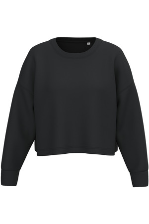 Damen Cropped-Sweatshirt mit Rundhalsausschnitt