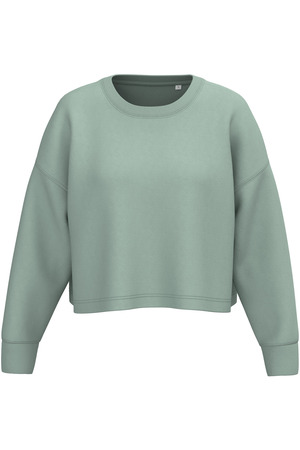 Damen Cropped-Sweatshirt mit Rundhalsausschnitt