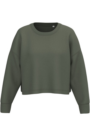 Damen Cropped-Sweatshirt mit Rundhalsausschnitt
