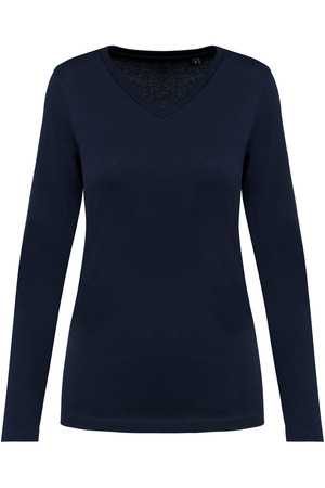 Supima® Damen-T-Shirt mit V-Ausschnitt und langen Ärmeln