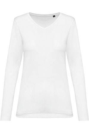 Supima® Damen-T-Shirt mit V-Ausschnitt und langen Ärmeln