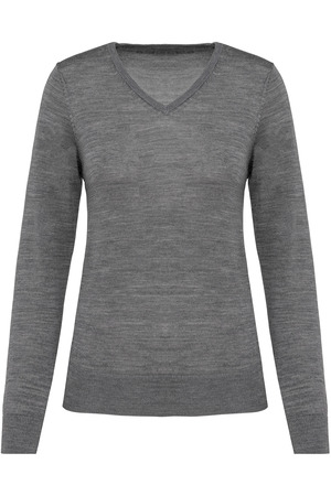 Merino-Damenpullover mit V-Ausschnitt