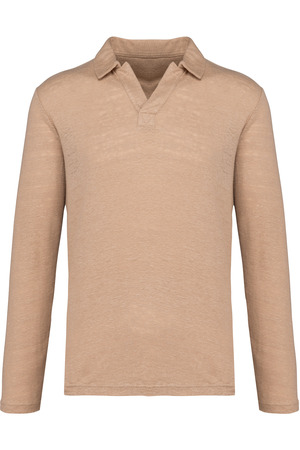 Leinen-Polohemd mit langen Ärmeln für Herren