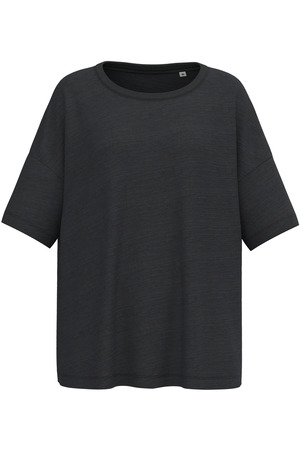 Umweltfreundliches Damen-Slub-Oversize-T-Shirt mit überschnittenen Schultern