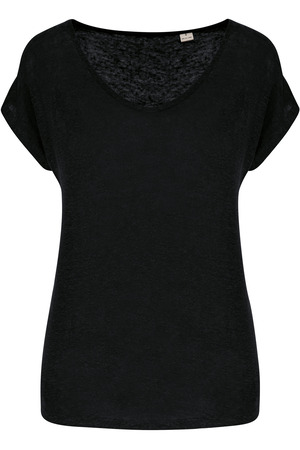 Damen-T-Shirt aus Leinen mit V-Ausschnitt