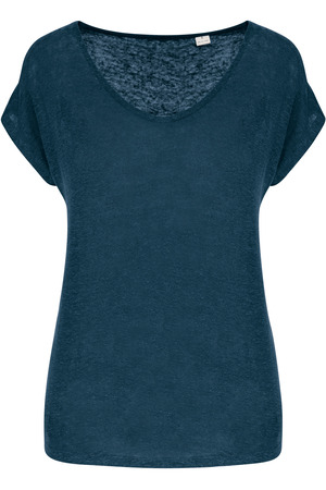 Damen-T-Shirt aus Leinen mit V-Ausschnitt