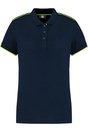 Damen-Polohemd DayToDay mit kontrastfarbenen, kurzen Ärmeln