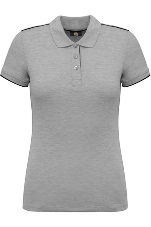 Damen-Polohemd DayToDay mit kontrastfarbenen, kurzen Ärmeln