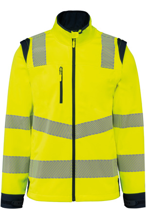 Recycelte Safety Softshell-Jacke mit abnehmbaren Ärmeln