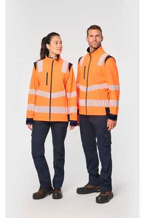 Recycelte Safety Softshell-Jacke mit abnehmbaren Ärmeln