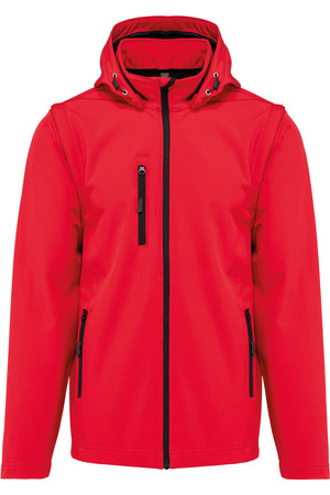 3-lagige Unisex-Softshell-Jacke mit Kapuze und abnehmbaren Ärmel
