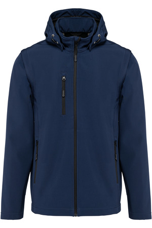 3-lagige Unisex-Softshell-Jacke mit Kapuze und abnehmbaren Ärmel