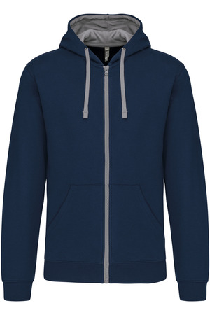 HERREN-KAPUZENSWEATSHIRT BICOLOR mit Reißverschluss
