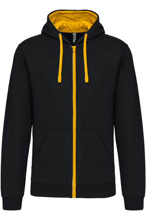HERREN-KAPUZENSWEATSHIRT BICOLOR mit Reißverschluss
