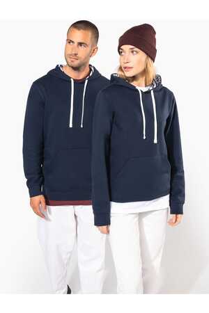 Unisex-Kapuzensweatshirt mit kontrastfarbener Kapuze und Motiven