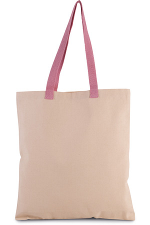 Flache Shoppingtasche aus Tuch mit kontrastfarbenem Griff