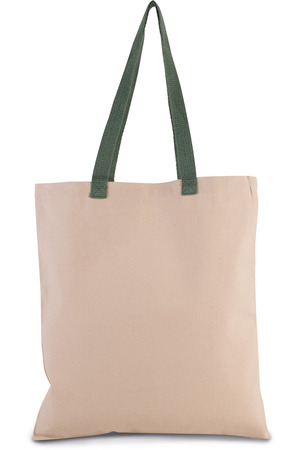 Flache Shoppingtasche aus Tuch mit kontrastfarbenem Griff