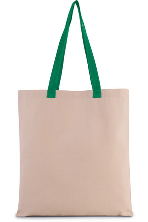 Flache Shoppingtasche aus Tuch mit kontrastfarbenem Griff