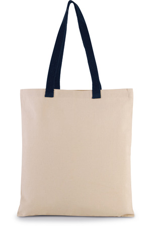 Flache Shoppingtasche aus Tuch mit kontrastfarbenem Griff