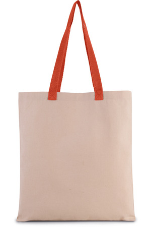 Flache Shoppingtasche aus Tuch mit kontrastfarbenem Griff